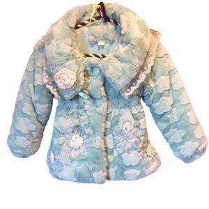 Adorable Teal Fuzzy Toddler Coat